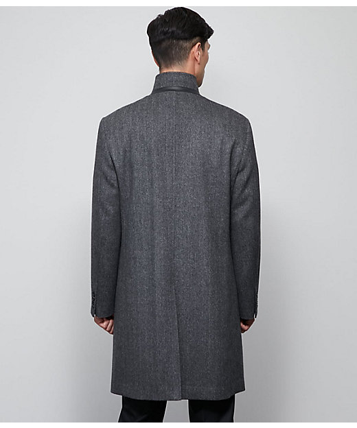 カシミヤ混 ヘリンボーン ビーバー コンバーチブルカラーコート