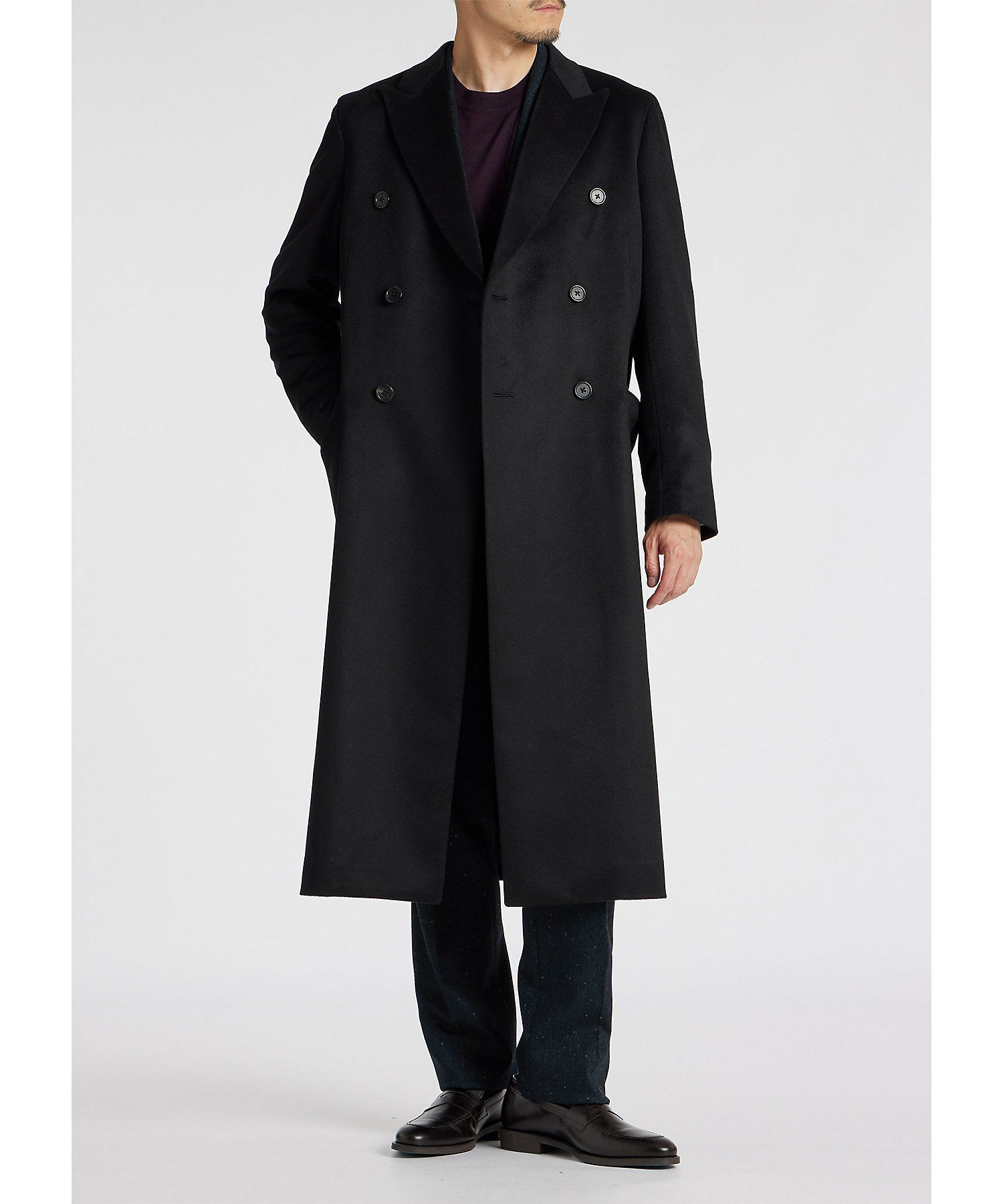 Kinlooh Anderson ダブルブレストチェスターコート M ブラック Kinloch