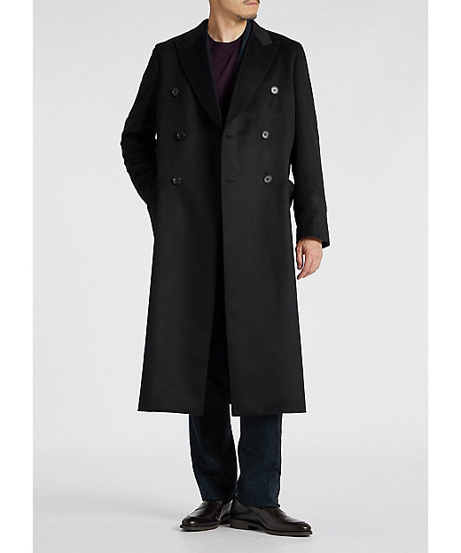 チェスターコート ロング カシミヤ100% cashmere 黒 L ダブル
