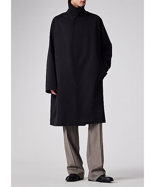 ウールブレンド ワイドシルエット ステンカラーコート