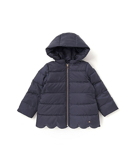 スカラップタフタフード付きダウンコート 1724ー77514