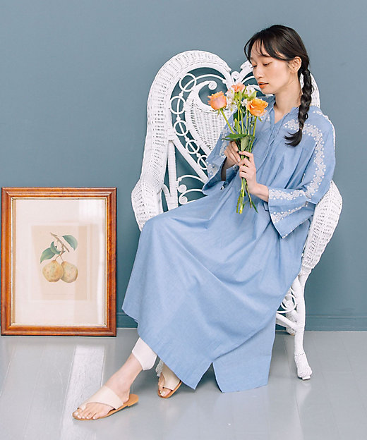 エンブロイダリーレースデニムワンピース 33ー30ー9522 | sab