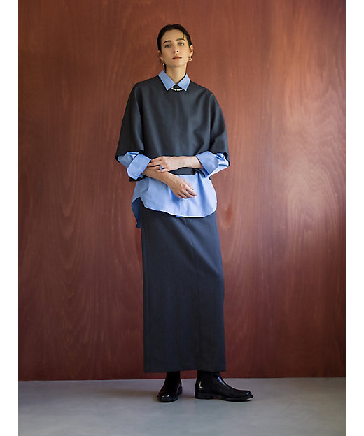 ライトシャンブレーウール ロングタイトスカート 4210500099