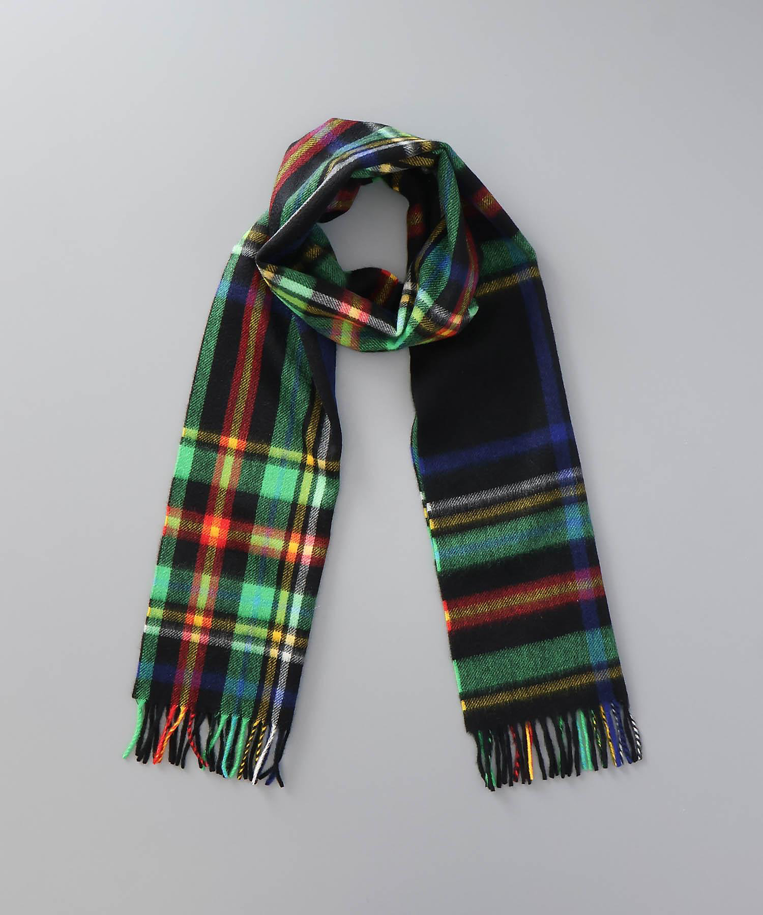 Plaid カシミヤ100％チェックマフラー 2JE 61000