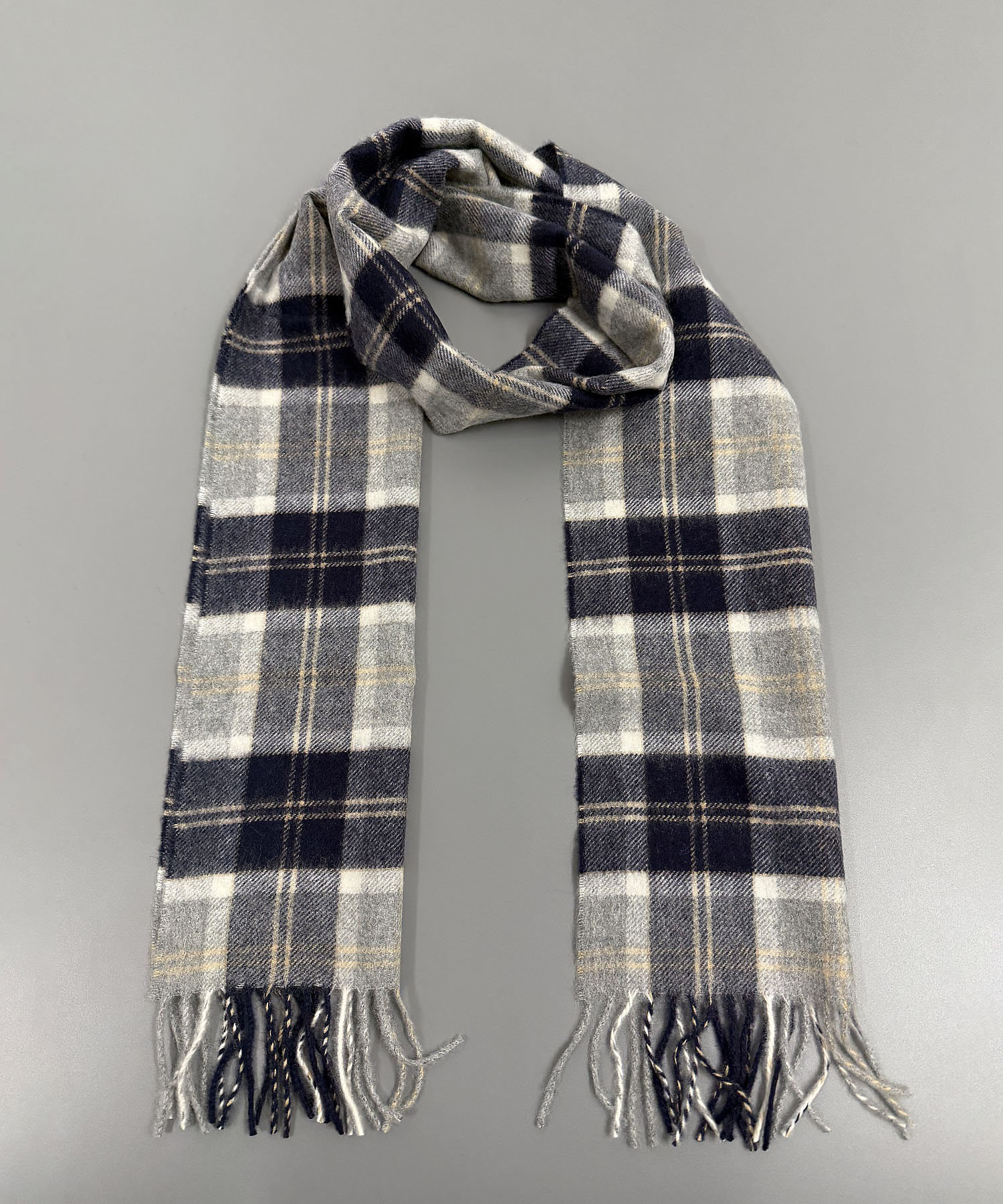 WA00016 カシミヤ100％チェックマフラー WA16／2JH