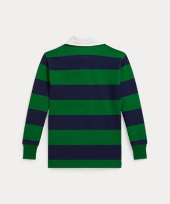 ストライプド コットン ジャージー ラグビー シャツ