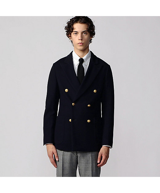 ウールコットンジャージー 6Bダブルブレステッドブレザージャケット