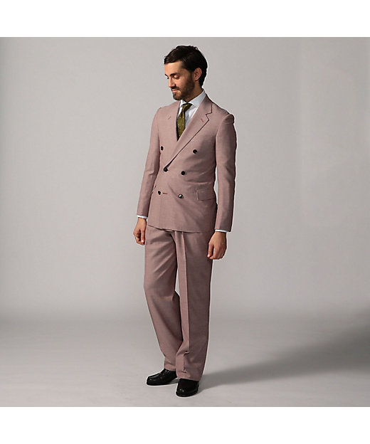 ウールシルクリネン 6Bダブルブレストテーラードジャケット