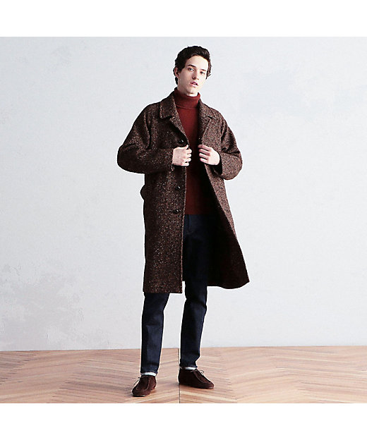 ウールツイード ベルテッドステンカラーコート MOESSMER