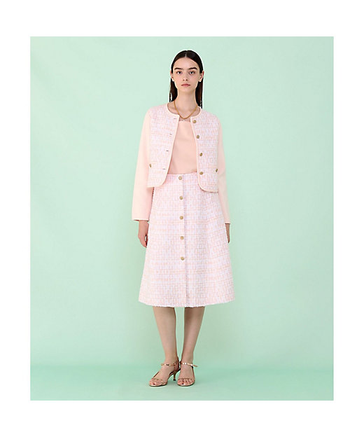 サーモンピンクツイード前釦 スカート | ANAYI/アナイ | 三越伊勢丹