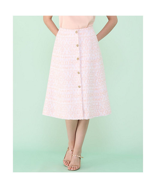 サーモンピンクツイード前釦 スカート | ANAYI/アナイ | 三越伊勢丹