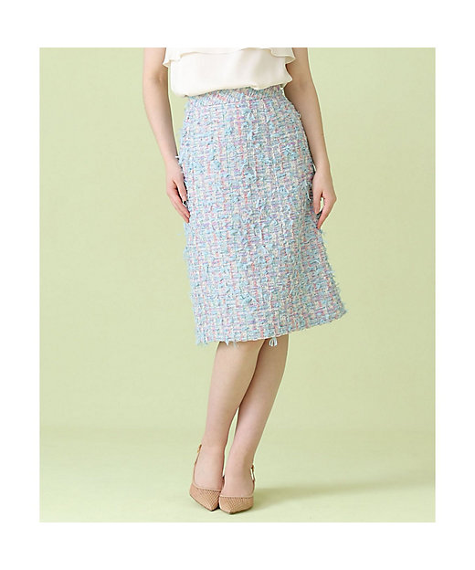 セットアップ対応商品】ブルーミックスツイードタックミニ スカート