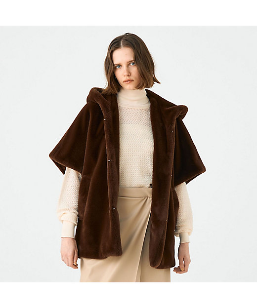 スムースファー フーディーポンチョ | maison TOMORROWLAND/メゾン