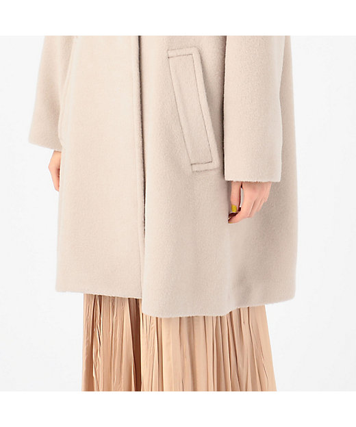 アルパカウールシャギー ノーカラーコート | maison TOMORROWLAND