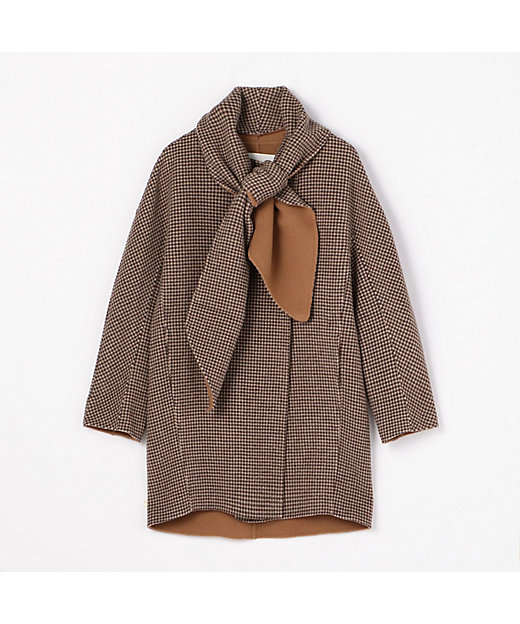 ウールダブルフェイス ストール付きノーカラーコート | maison