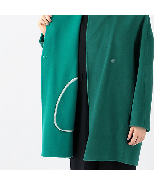 ウールダブルフェイス ストール付きノーカラーコート | maison