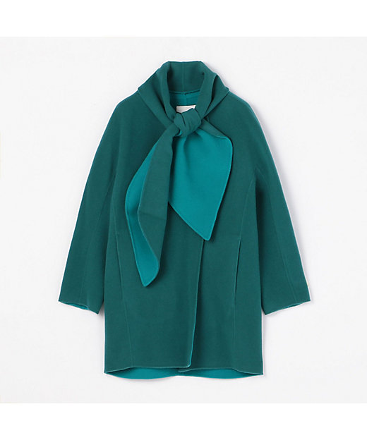 ウールダブルフェイス ストール付きノーカラーコート | maison