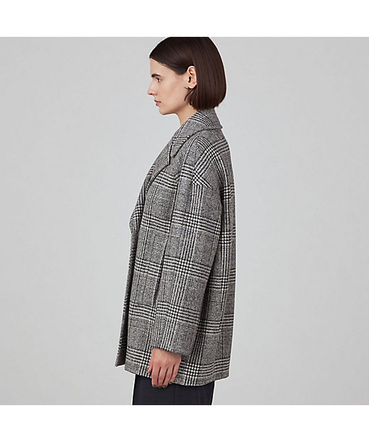 ウールカシミヤグレンチェック ショートコート | maison TOMORROWLAND