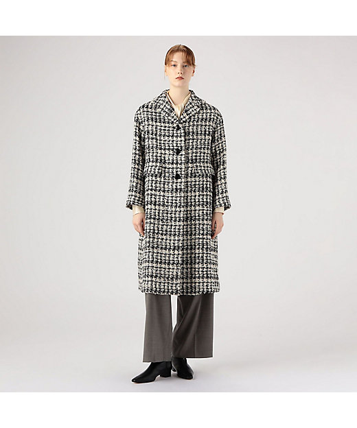 ファンシーハウンドトゥース ロングコート | maison TOMORROWLAND