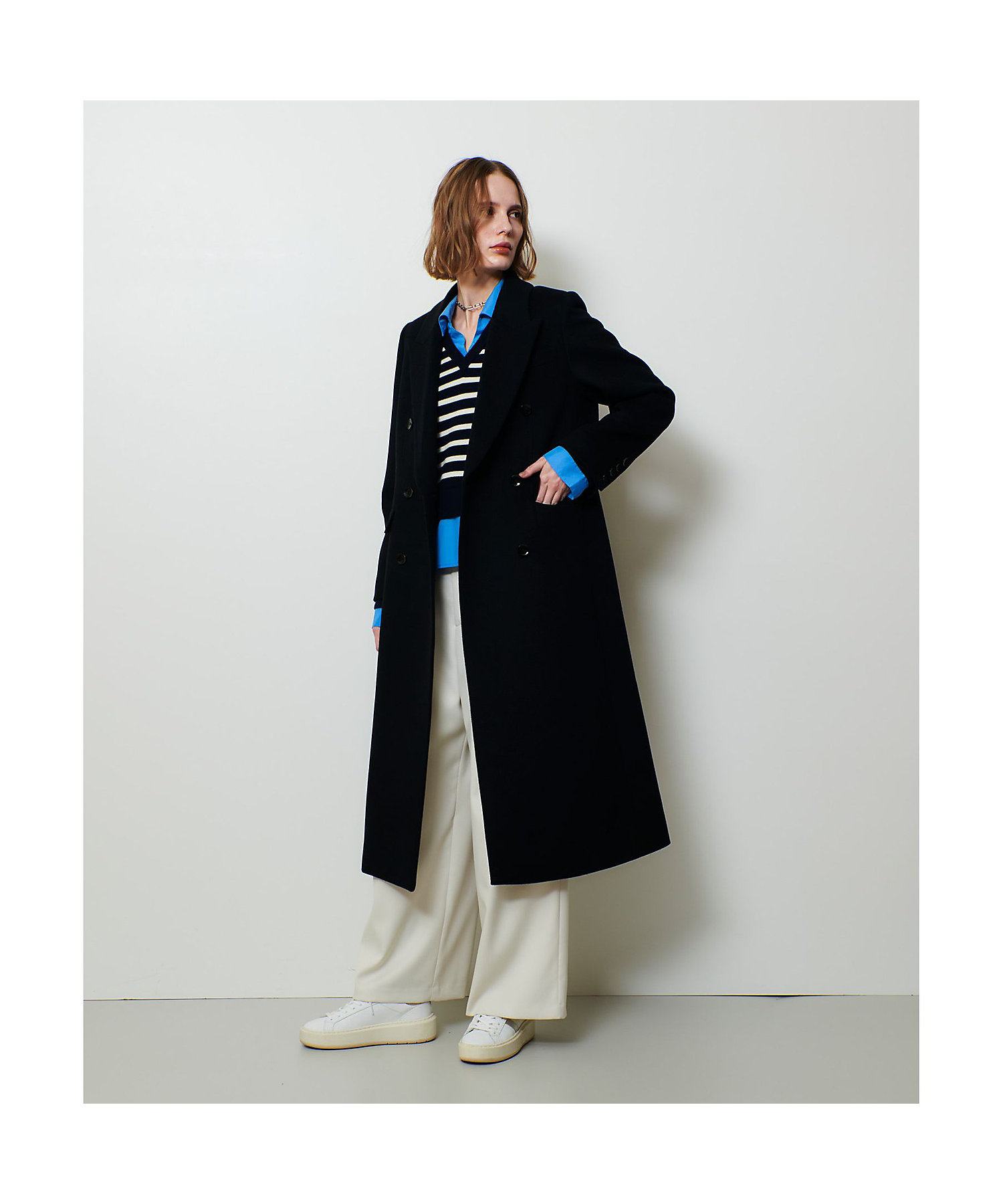 カシミヤ混ロングチェスターコート | allureville (Women