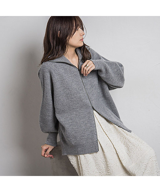 カタログ掲載】カシミヤブレンドダブルジップニットブルゾン≪手洗い