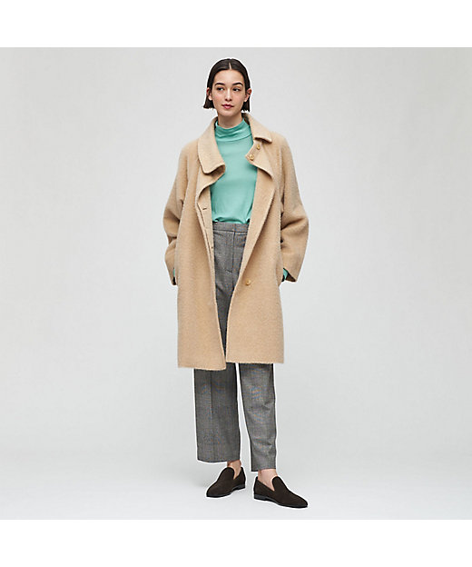 ウールアルパカモヘヤシャギー アシンメトリーカラーコート | maison