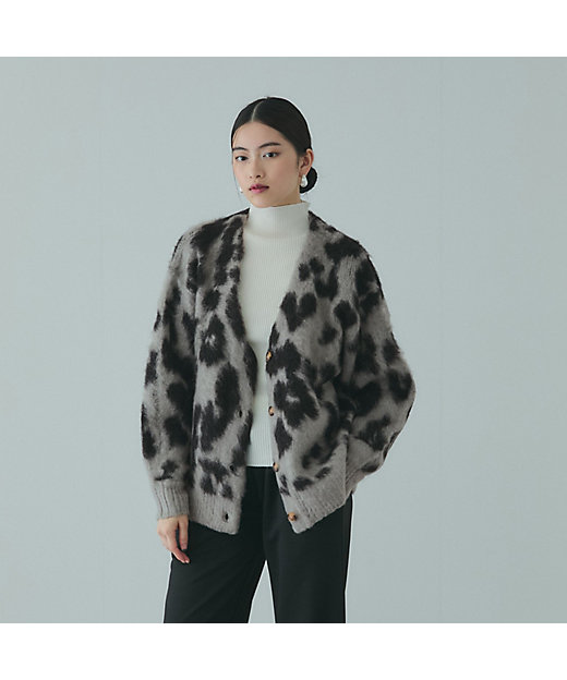 レオパードジャカードシャギーニットカーディガン | VICKY（Women