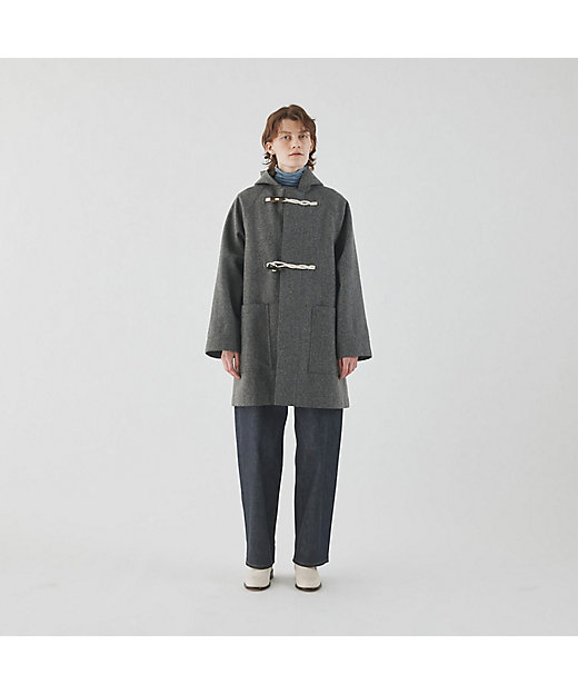 FIDELITY チャコールグレー ダッフルコート ウール Lサイズ ウール