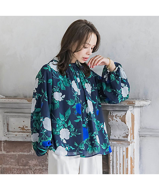 ブルーローズプリントブラウス≪洗濯機で洗える≫ | Viaggio Blu