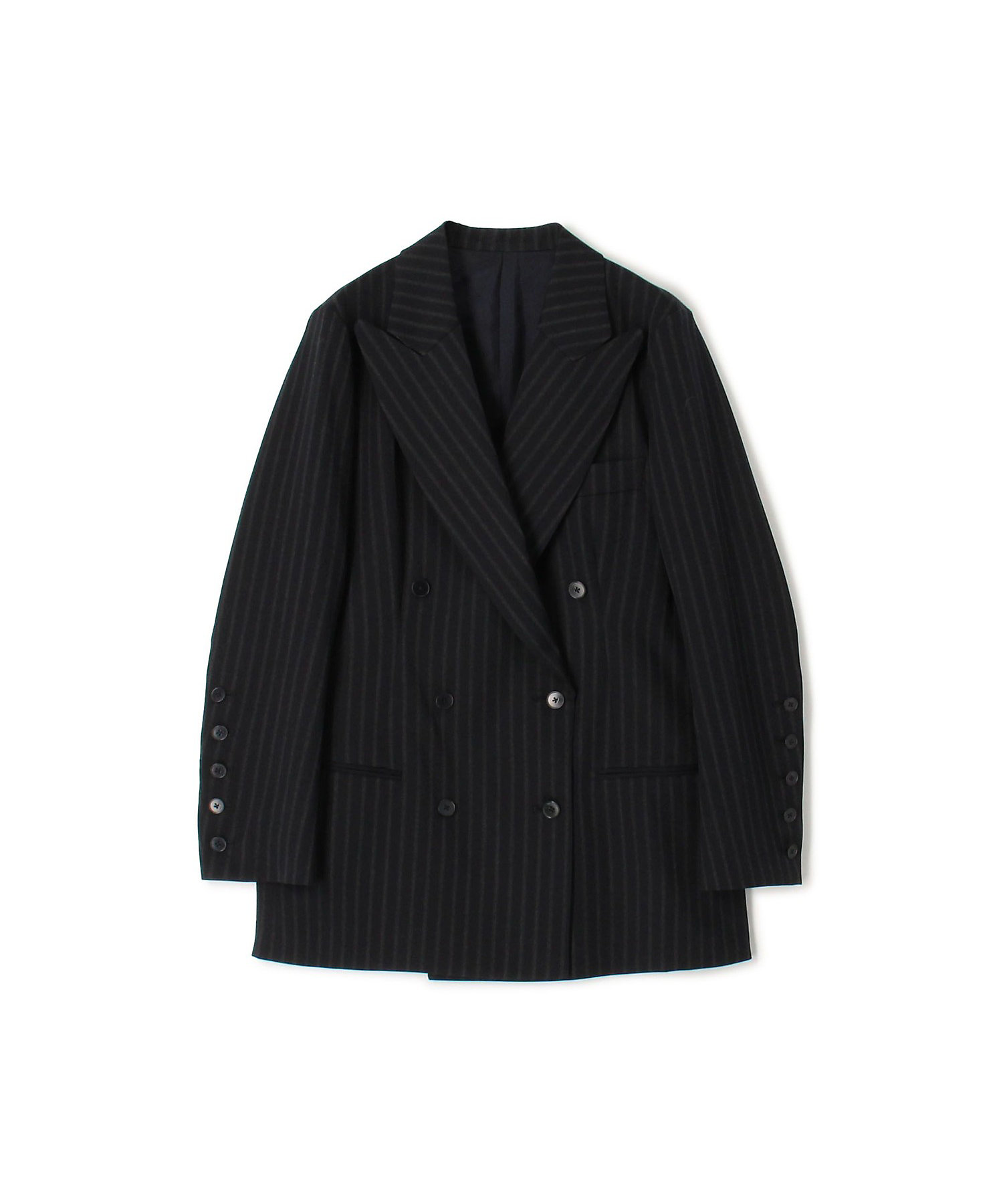 ストライプギャバ ダブルテーラードジャケット | maison TOMORROWLAND