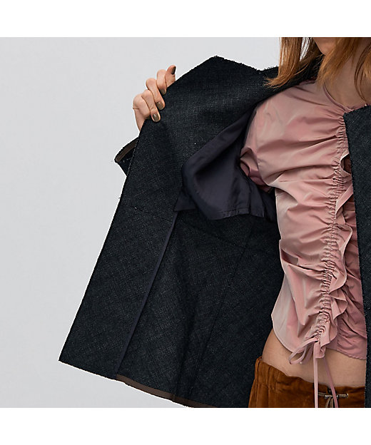 ヘリンボーンツイード ノーカラージャケット | maison TOMORROWLAND