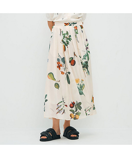 シルク Green Showerプリント フレアスカート | CABaN