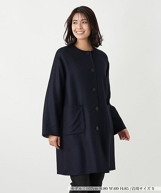 リバーシブルノーカラーコート【Leilian WHITE LABEL