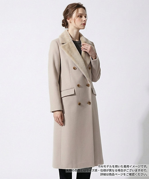 フェイクファー切替ダブルブレストコート | BOURGE (Women)/ブールジュ