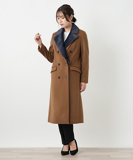 フェイクファー切替ダブルブレストコート | BOURGE (Women)/ブールジュ