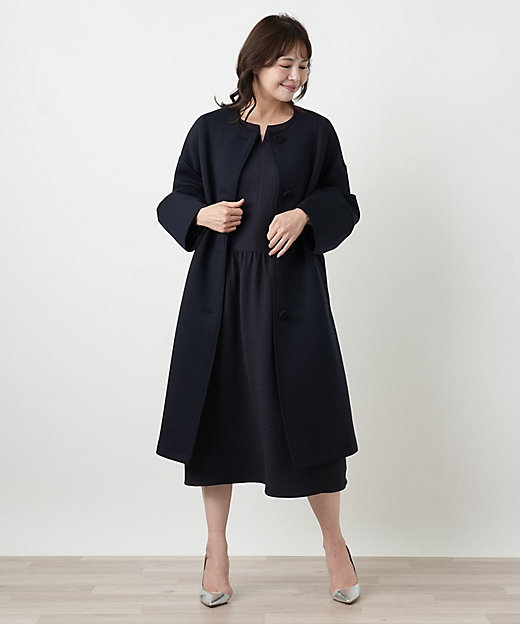 ノーカラーAラインコート【NEMIKA】 | Leilian plus house