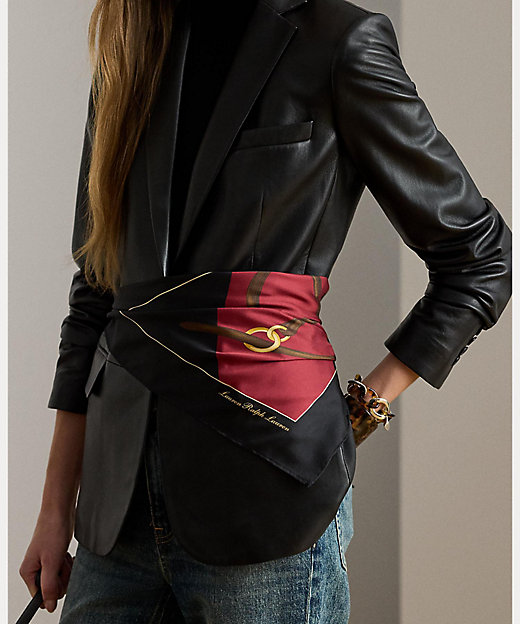 ベルティングプリント カラーブロック シルク スカーフ