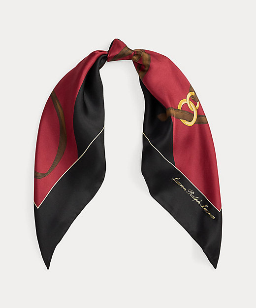 ベルティングプリント カラーブロック シルク スカーフ