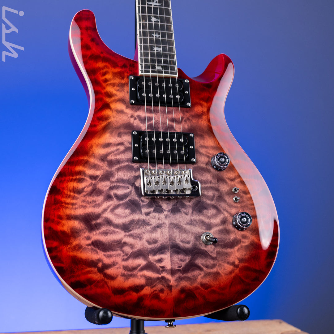 PRS SE Custom 24-08 Quilt Electric Guitar Charcoal Cherry Burst