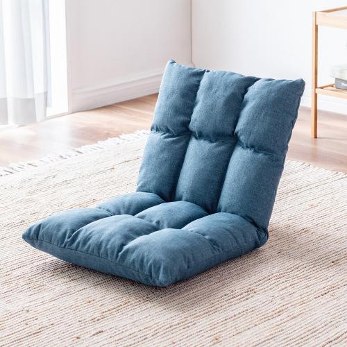 コンパクト座椅子 ファブリック生地 6段階リクライニング ブルー 150