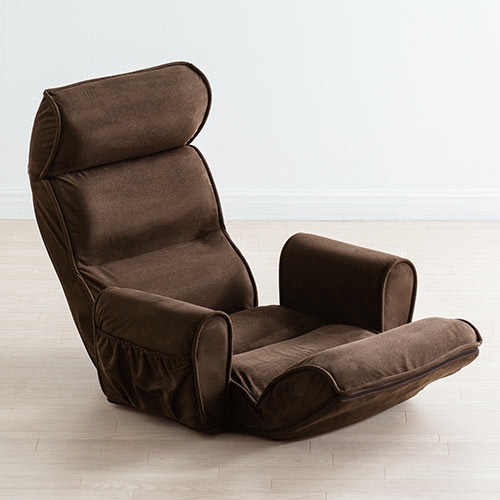 肘掛け付き ハイバック座椅子 サイドポケット付き マイクロファイバー