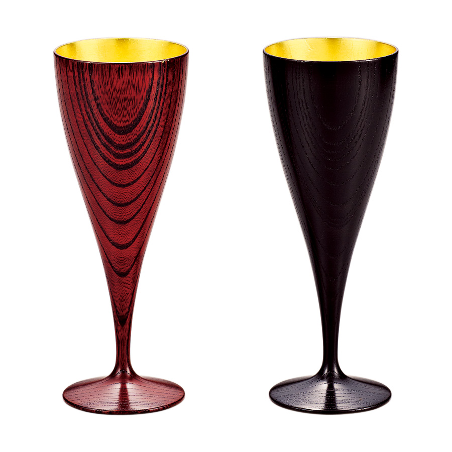 ワインペアカップ ひびき 内金箔 木製 漆塗り FC13-15 漆器の井助