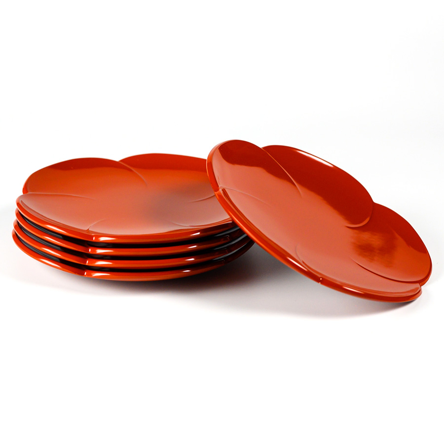 福梅銘々皿5.0 溜/朱 5枚セット 【まとめ買い割引】 漆塗り 取り皿