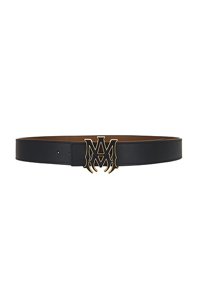 Amiri MA 4cm Enamel Belt in Black & Brown | FWRD