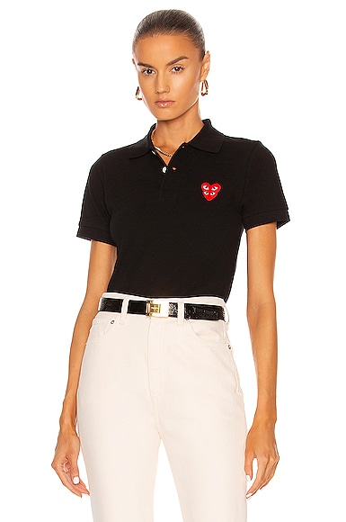 COMME des GARCONS PLAY Polo T-Shirt in Black | FWRD