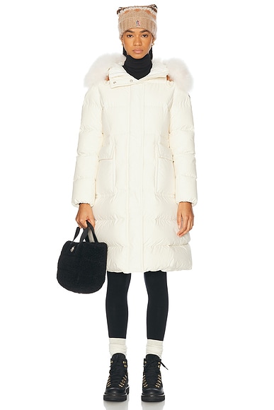 Moncler Blain Long Coat in White | FWRD