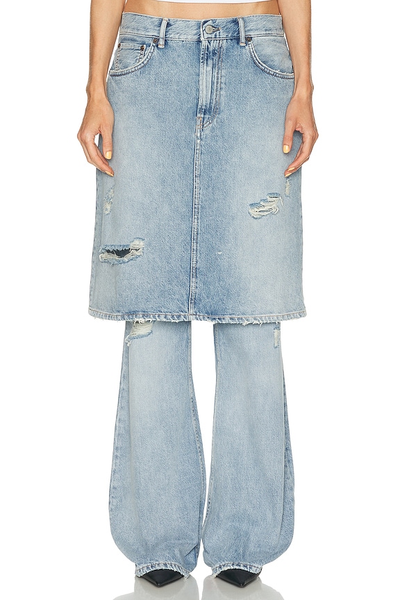 Acne Studios 2023 Dirty Halo Super Wide Leg Jeans in Mid Blue | FWRD