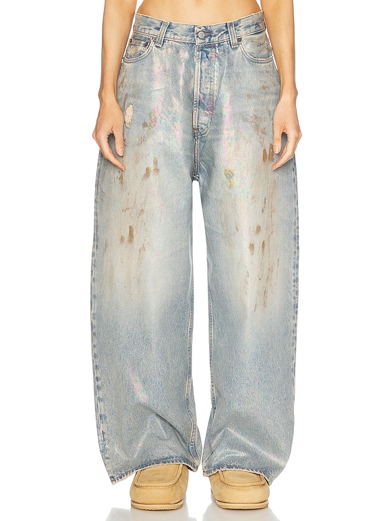 Acne Studios 2023 Dirty Halo Super Wide Leg Jeans in Mid Blue | FWRD