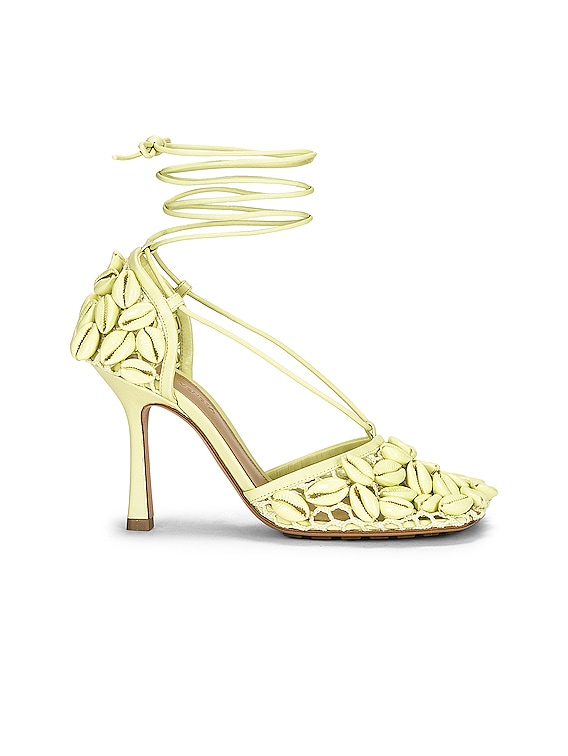 Bottega Veneta Stretch Lace Up Sandals in Lemon Washed | FWRD