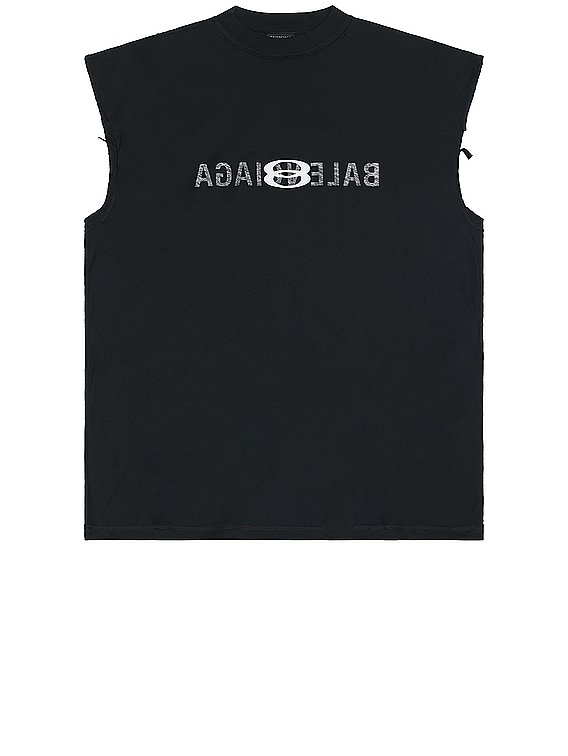 Balenciaga Sleeveless T-Shirt in Faded Black & White | FWRD